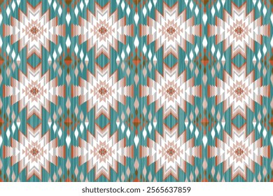 Bohemian  decor style. It Boho geometric ornament. Ikat seamless pattern. Native ornament. Vector seamless pattern. Mexican blanket, rug. Woven carpet