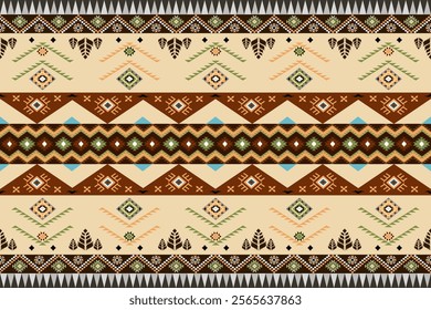 Bohemian  decor style. It Boho geometric ornament. Ikat seamless pattern. Native ornament. Vector seamless pattern. Mexican blanket, rug. Woven carpet