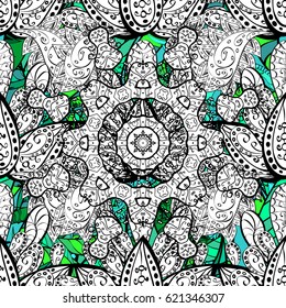 Bohemian decorative element, indian henna design, retro circle ornament on. Mandala colored, tribal vintage background with a medallion. Pattern with abstract art flower for Tibetan yoga.