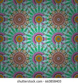 Bohemian decorative element, indian henna design, retro circle ornament on. Mandala colored, tribal vintage background with a medallion. Pattern with abstract art flower for Tibetan yoga.