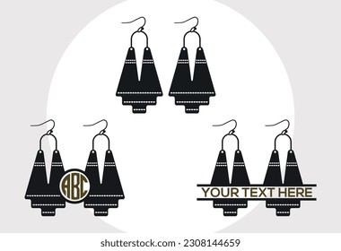 Bohemian Desert Earrings Monogram Printable Vector Design svg
