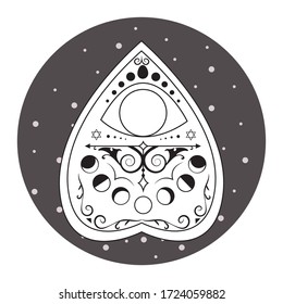 Bohemian drawn ouija that consists of picture Eye of Providence. Magic, Esoteric Philosophies, tattoo art. Isolated vector illustration.