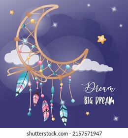 Bohemian Dream Catcher Illustration for Decoration