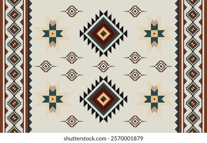 Bohemian ethnic seamless pattern,Vector illustration of Traditional geometric design for textiles and fabric printing,Tribal textile wallpaper. Vintage Aztec,Mexican,Navajo style,Embroidery.