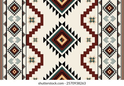 Bohemian ethnic seamless pattern,Vector illustration of Traditional geometric design for textiles and fabric printing,Tribal textile wallpaper. Vintage Aztec,Mexican,Navajo style,Embroidery.
