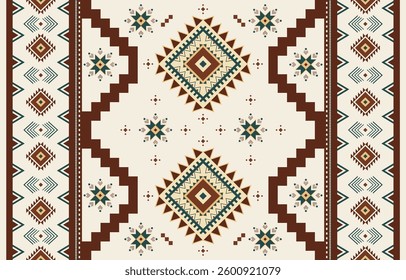 Bohemian ethnic seamless pattern,Vector illustration of Traditional geometric design for textiles and fabric printing,Tribal textile wallpaper. Vintage Aztec,Mexican,Navajo style,Embroidery.
