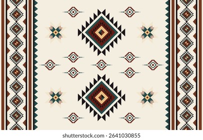 Bohemian ethnic seamless pattern,Vector illustration of Traditional geometric design for textiles and fabric printing,Tribal textile wallpaper. Vintage Aztec,Mexican,Navajo style,Embroidery.