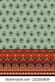 Bohemian, ethno damask border repeat print. Minimal, floral all over print with traditional bottom.
Heritage background.