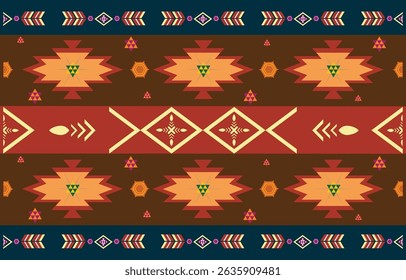 Bohemian fabric pattern idea, geometric shapes, beautiful colorful bohemian, dark brown tones with various patterns, design suitable for curtains, textiles, backgrounds, bed sheets, clothing, fashion.