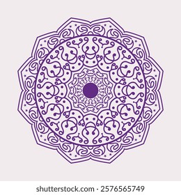 Bohemian Floral Mandala in Stunning Purple Hues, vector illustration, geometric pattern