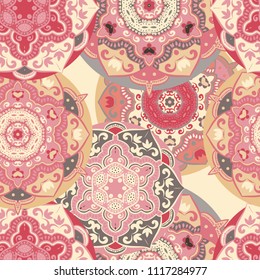 Bohemian floral paisley mandala pattern. Vector Henna tattoo style. Can be used for textile, greeting card, coloring book, phone case print.