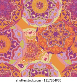 Bohemian floral paisley mandala pattern. Vector Henna tattoo style. Can be used for textile, greeting card, coloring book, phone case print.