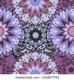 Bohemian floral paisley mandala pattern. Vector Henna tattoo style. Can be used for textile, greeting card, coloring book, phone case print.