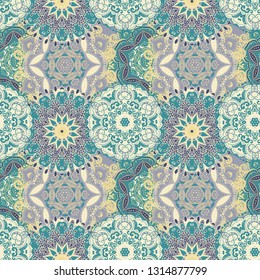 Bohemian floral paisley mandala pattern. Vector Henna tattoo style. Can be used for textile, greeting card, coloring book, phone case print.