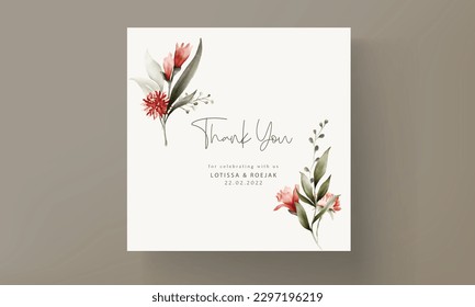 Bohemian floral watercolor wedding invitation card template