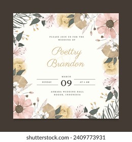 Bohemian Flower Wedding Invitation Template