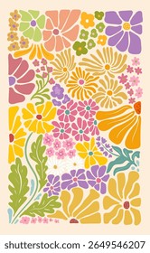 bohemian flowers decoration background with retro concept. vector print. trendy background. summer flowers