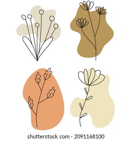 Bohemian Flowers Shapes Color Pallet Vector Illustration Splash Abstract Object Hand Drawn