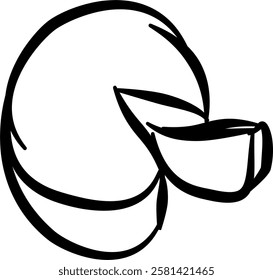 Bohemian food and drinks. Hand drawn vector isolated doodle. Cheese Camembert 