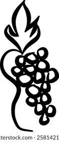 Bohemian food and drinks. Hand drawn vector isolated doodle. Grapes 