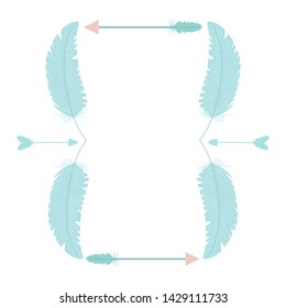bohemian frame with feathers and arrows