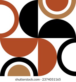 Bohemian geometric pattern. Vector design of semicircle and circle. Minimal geometric composition for print, textile, cards, posters and your design