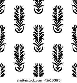 bohemian graphic pattern hand draw elements black on white background