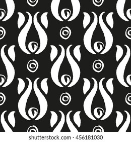 bohemian graphic pattern hand draw elements black on white background