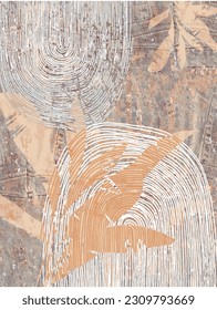 Bohemian Grungy wall art design  card line art flower. botanical leaves, Organic shapes, Watercolor. Abstract wallpaper background vector design for wedding invitation, vip cover template, rug, scarf