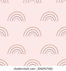 Patrón bohemio sin fisuras dibujado a mano con arcos en la ilustración del vector de fondo rosa