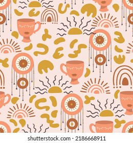 Bohemian Home Decor Items Vector Seamless Pattern