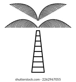 Bohemian icon design with palm tree. Flat tropical icon. 
