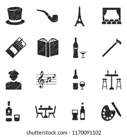 Bohemian Icons. Black Scribble Design. Vector Illustration.