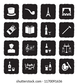 Bohemian Icons. Grunge Black Flat Design. Vector Illustration. 