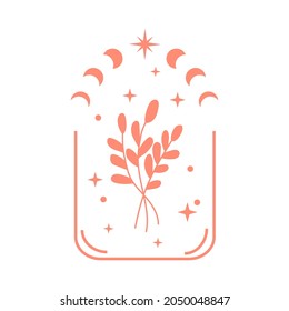 bohemian illustration with floral and moon phase