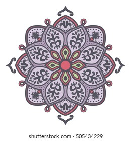 Bohemian Indian Mandala print. Ethnic ornament could be used as shirt print, phone case print, textile, coloring book. 