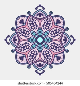 Bohemian Indian Mandala print. Vintage Henna tattoo style Indian medallion. Ethnic ornament could be used as shirt print, phone case print, textile, coloring book. 