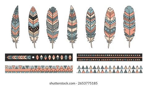 Padrões de penas inspirados na Boêmia para designs artísticos e decorativos