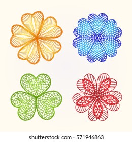 Bohemian lace  flower.  Women's jewelry handmade crochet mesh. Cloth, granny knitting folk motives
