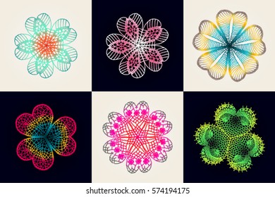Bohemian lace flower.  Women's jewelry handmade crochet mesh. Cloth, granny knitting folk motives