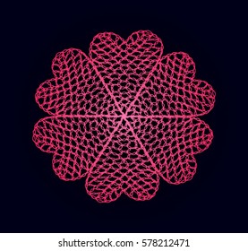 Bohemian lace  flower.  Women's jewelry handmade crochet mesh. Cloth, granny knitting folk motives