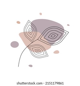 Bohemian Linear leaf art. Botanical prints boho vector for wall art. Bohemian style with foliage lines. Minimalist abstract art of plant branches