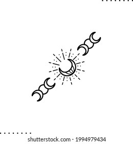 Bohemian linear logo and symbol of moon in outline