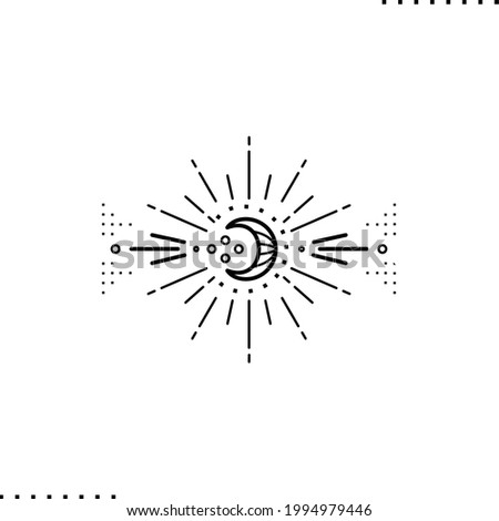Bohemian linear logo and symbol of moon in outline