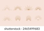 Bohemian linear logos, icons and symbols, sun, arc, window design templates, geometric abstract design elements	