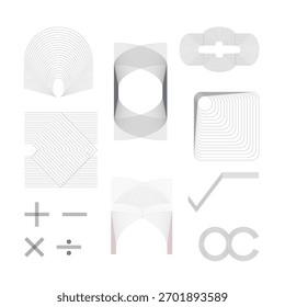 Conjunto de design de forma abstrata retrô linear boêmio