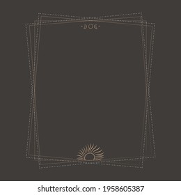 bohemian logo line. modern minimalism style. phases of the moon and the sun. lunar eclipse and new moon. botanical frame. ideal for packaging design