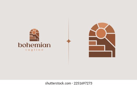 Bohemian Logo Template. Universal creative premium symbol. Vector illustration. Creative Minimal design template. Symbol for Corporate Business Identity
