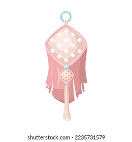 Bohemian macrame hanging cartoon illustration. Bundle of knitted home handmade decoration in boho or Scandinavian style for hygge atmosphere and interior decor. Handcraft concept