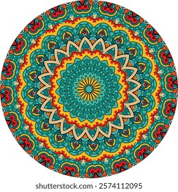 Bohemian Mandala Design with Vibrant Color Schemes and Bold Lines
